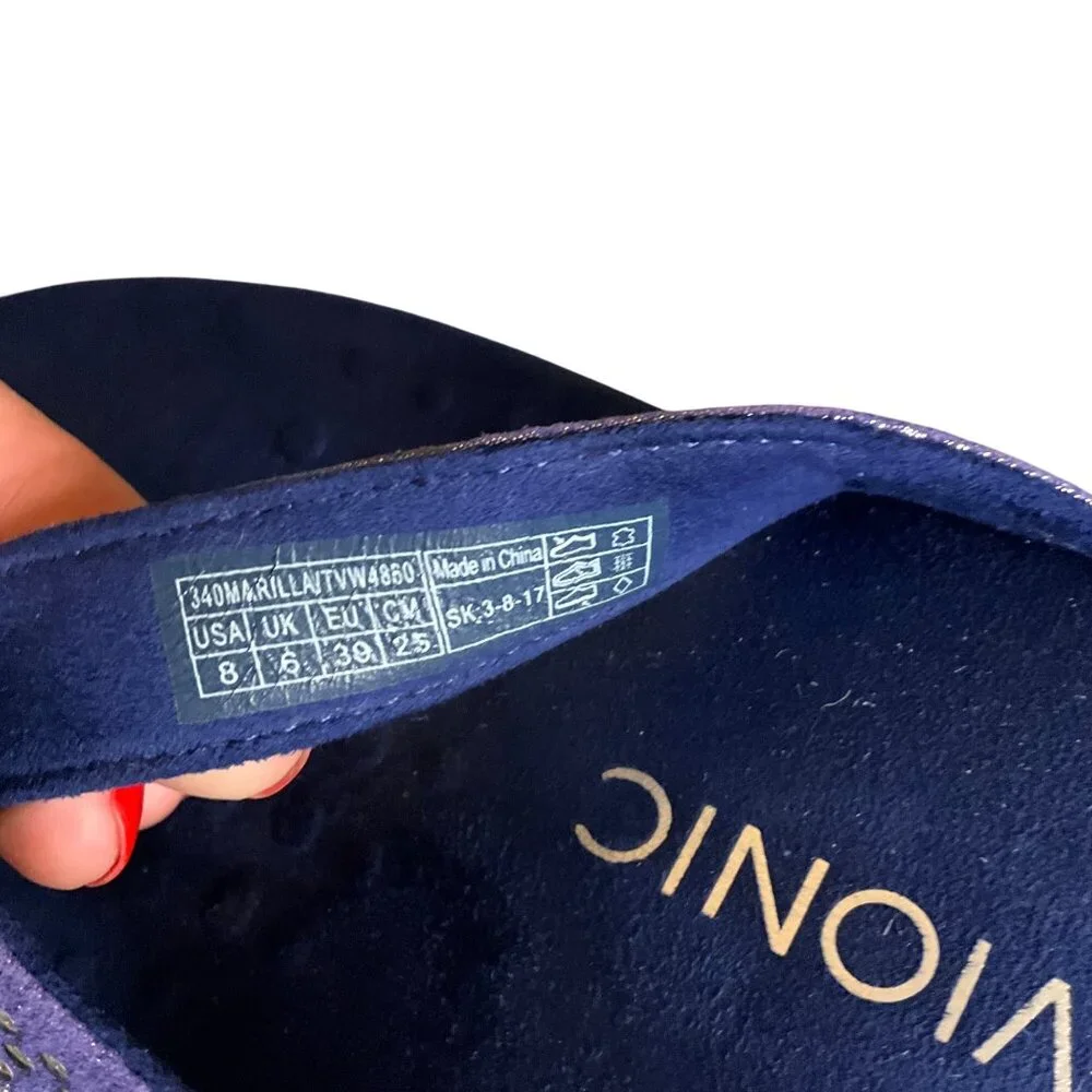 Vionic Womens Orthotic Flip-Flops Size 8 blue Studded   Footbed Slip-On Sandals - Picture 3 of 6